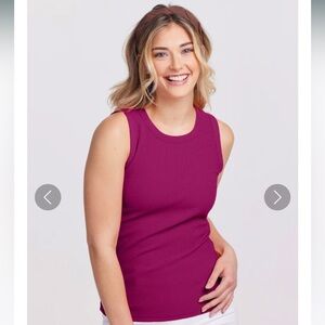 Woolx Raegan ribbed tank top jam berry NWT